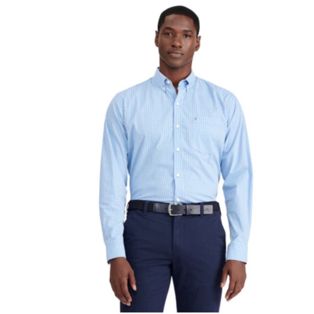 IZOD Blue Gingham Button Up Shirt